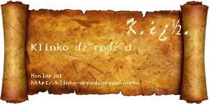 Klinko Árpád névjegykártya