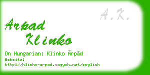 arpad klinko business card